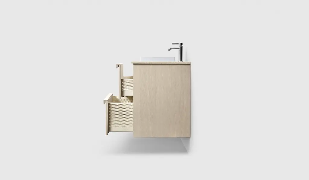 H2/60 - LIGHT ASH WOOD MØBELPAKKE INKL. PLATE NORRVANGE LIGHT GREY & SERVANT I HVIT SOLID SURFACE