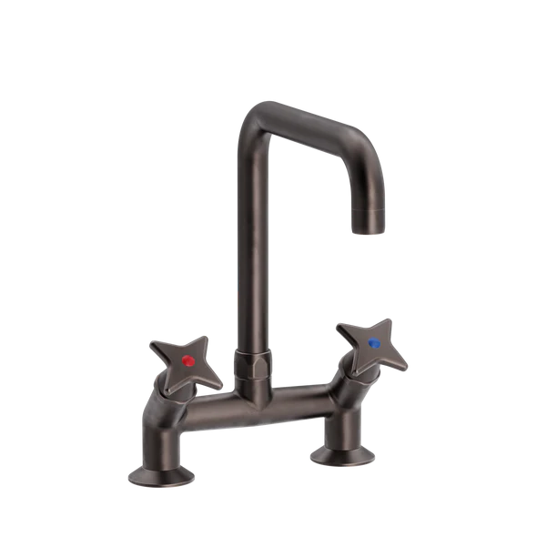 Krydsgreb 2-huls køkkenbatteri 45gr med svingtud U200mm