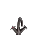 Krydsgreb håndvaskbatteri med fast tud