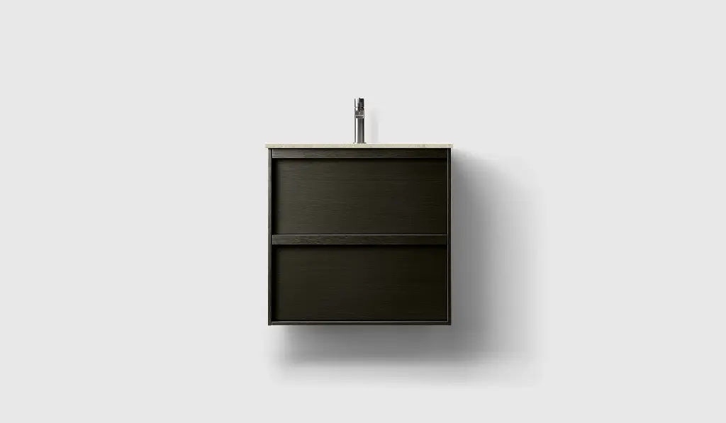 [HV905121] H2/60 - DARK WOOD MØBELPAKKE INKL. PLATE AZUL OLIVE & UNDERLIMT SERVANT I HVIT SOLID SURFACE