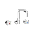 Krydsgreb køkkenbatteri med L200 mm svingtud indbygning/mur