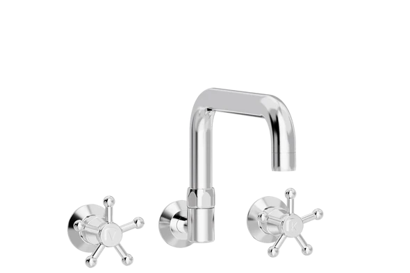 [TC49.061-L200.888] Christiansborg køkkenbatteri med L200 mm svingtud indbygning/mur (Bronsert messing)