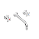 Krydsgreb håndvaskbatteri med 200mm fast tud indbygning/mur