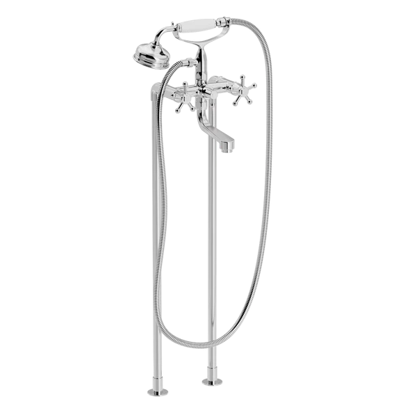 Christiansborg kar- og brusebatteri på standere med gl. dags håndbrusersæt