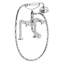 Krydsgreb kar & brusebatteri på små standere & med håndbrusesæt