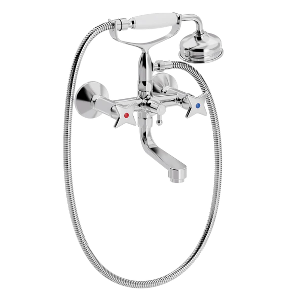 Krydsgreb kar- og brusebatteri med gl. dags håndbrusersæt