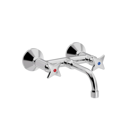 Kryssgrep veggarmatur med V150 mm fast tut