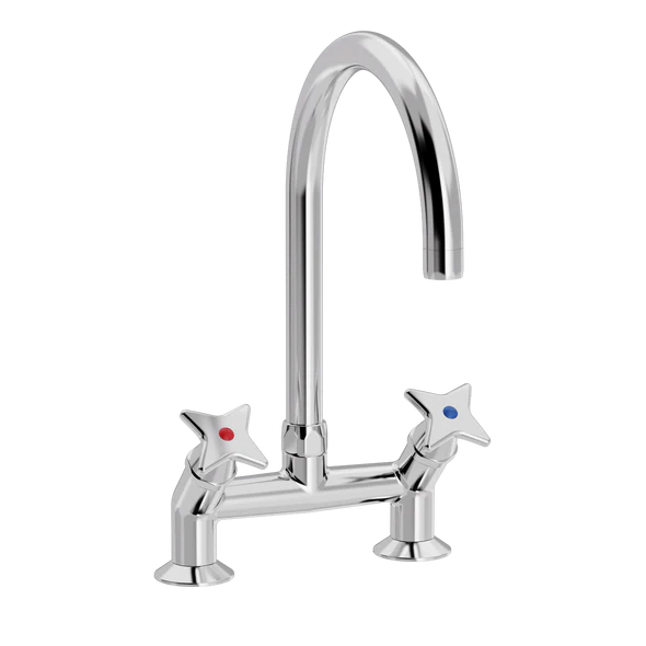 Krydsgreb 2-huls køkkenbatteri 45gr med svingtud Ø200mm