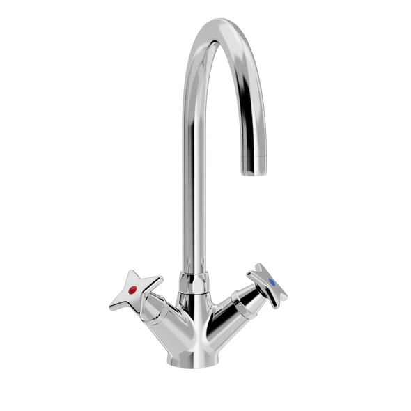 [TC16.003-Ø200.888] Krydsgreb køkkenbatteri med Ø 200 mm svingtud (Bronsert messing)