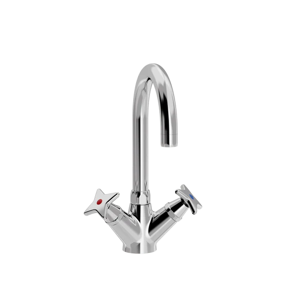 Krydsgreb håndvaskbatteri med Ø 150 mm svingtud