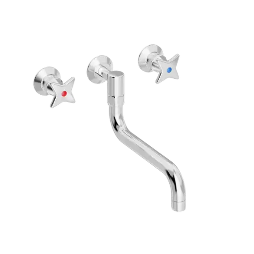 Kryssgrep kjøkkenarmatur med S200 mm svingtut for innbygging/vegg