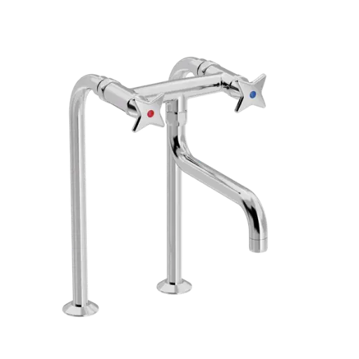 Krydsgreb køkkenbatteri på standere med S200 mm svingtud
