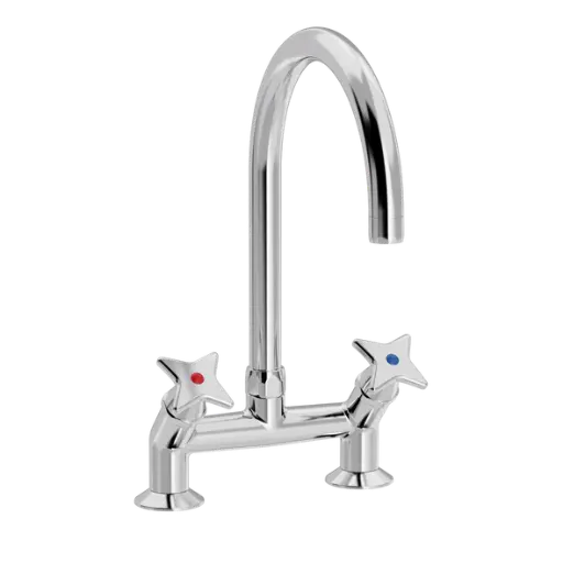 Krydsgreb 2-huls køkkenbatteri 45gr med svingtud Ø200mm