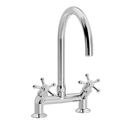 Christiansborg 2-hulls kjøkkenkran 45° med svingtut, Ø200 mm