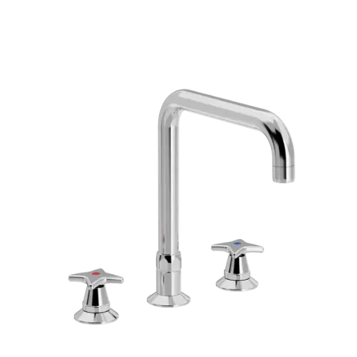 Krydsgreb 3-huls køkkenbatteri med U 200mm svingtud